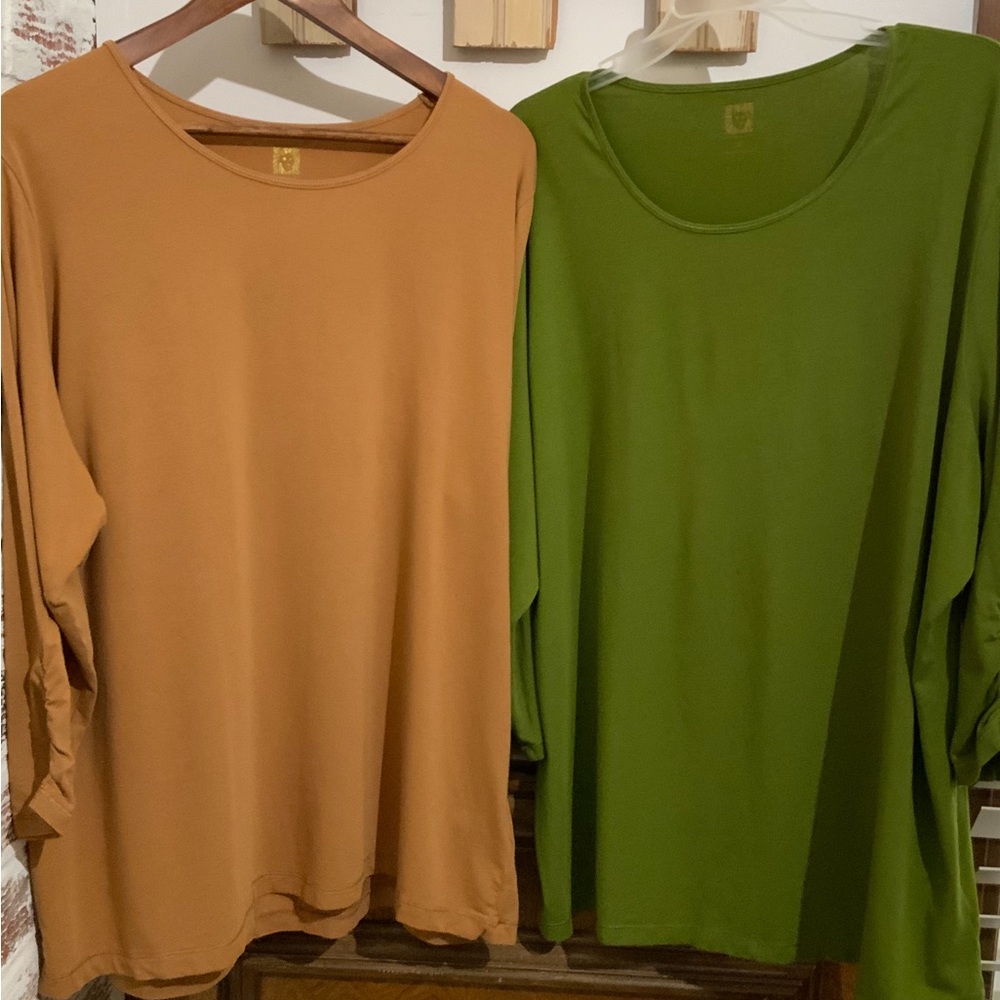 Anne Klein 3/4 Quarter Sleeve Soft Stretch Shirt Fall Colors Sz 3XL NWOT Lot X 2